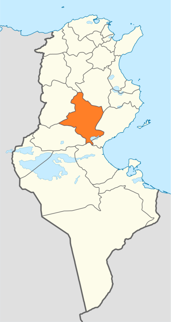 Carte de localisation du gouvernorat de Sidi Bouzid.