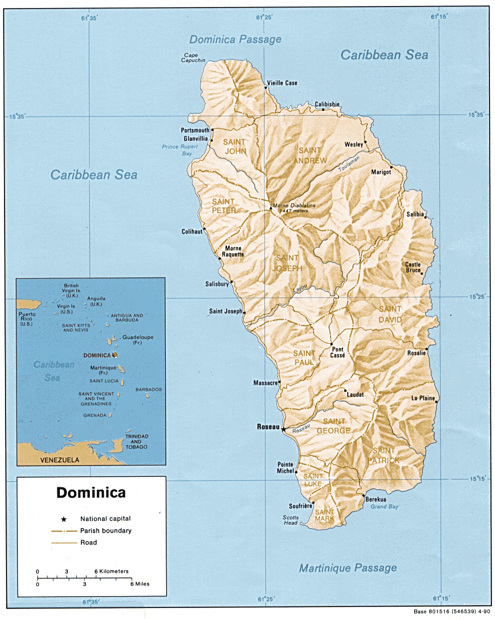 Carte de la Dominique