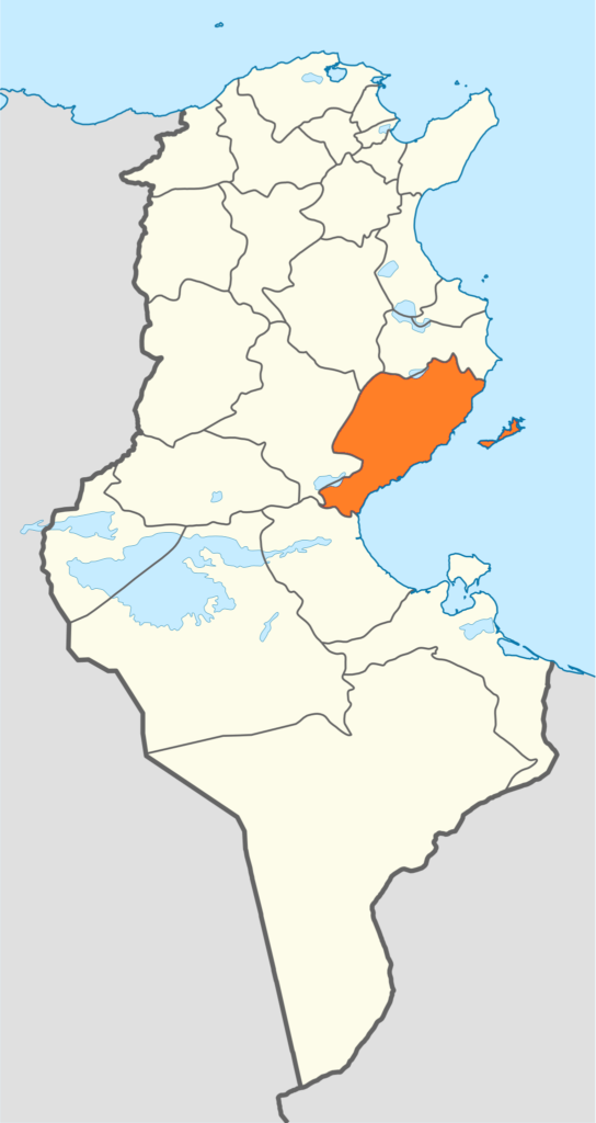 Carte de localisation du gouvernorat de Sfax.