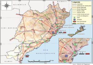 Carte routière du gouvernorat de Sfax