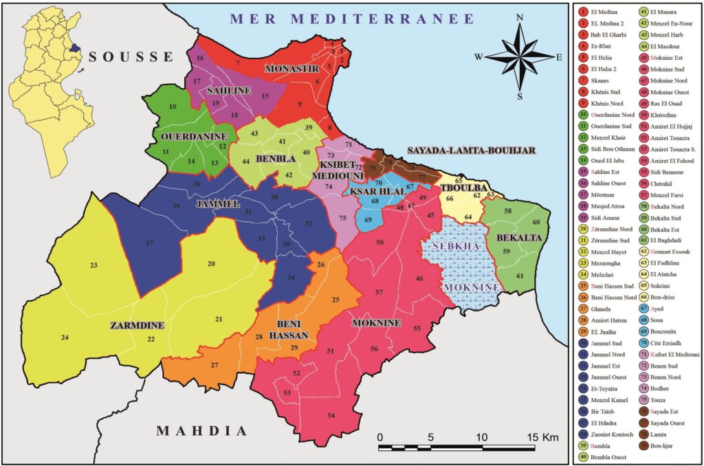Carte du gouvernorat de Monastir.