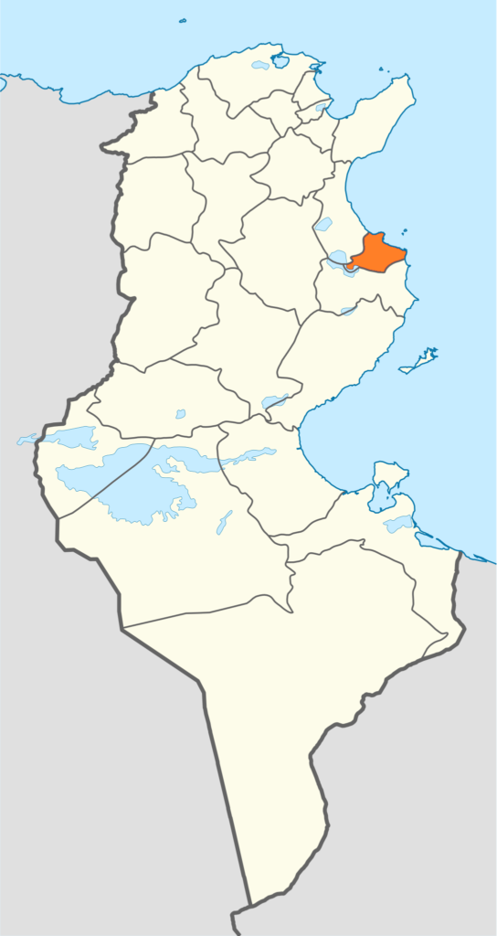 Carte de localisation du gouvernorat de Monastir.