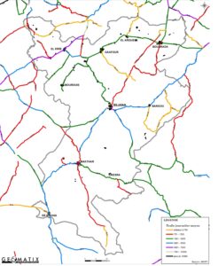Carte du trafic routier dans le gouvernorat de Siliana.