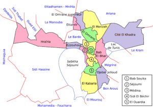 Les arrondissements de la ville de Tunis