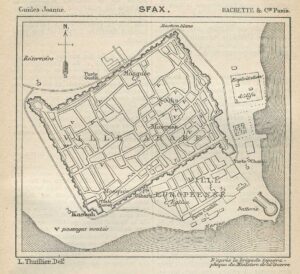 Plan d'urbanisme de la médina de Sfax en 1888.