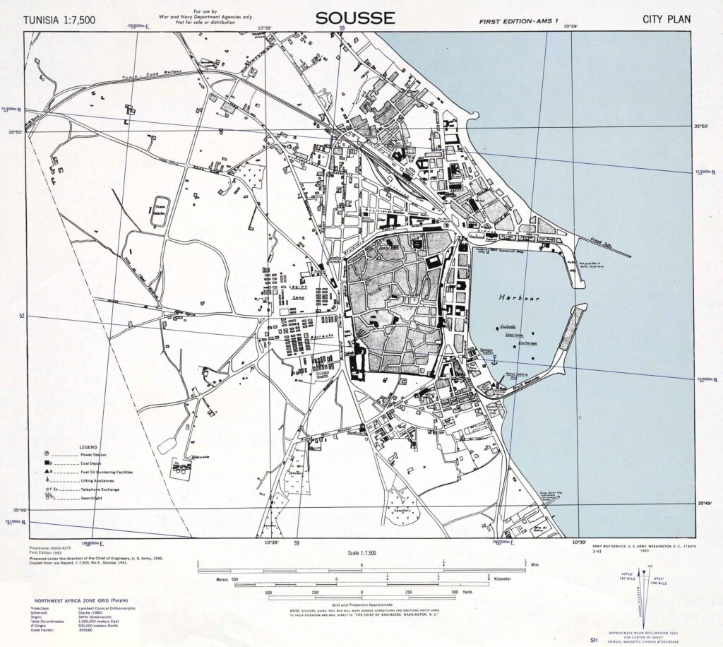 Plan de la ville de Sousse de 1943.