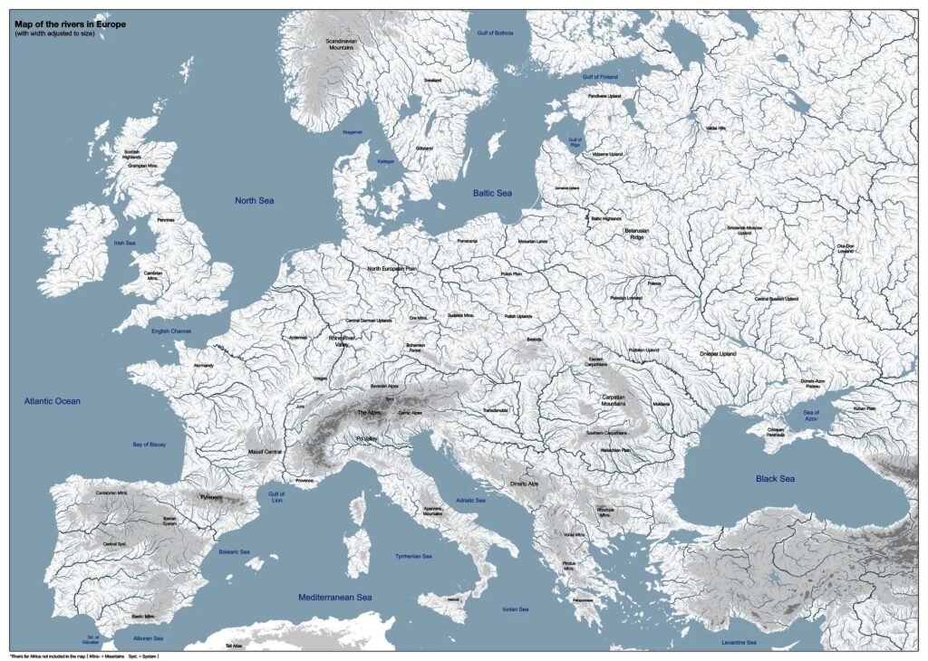 Carte hydrographique de l'Europe.