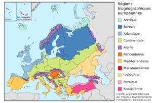 Carte des régions biogéographiques de l’Europe