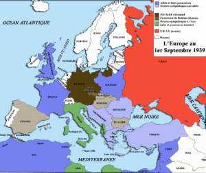 Carte de l'Europe au 1er septembre 1939.