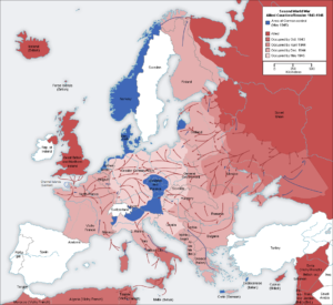 Carte de la Seconde Guerre mondiale en Europe 1943-1945.