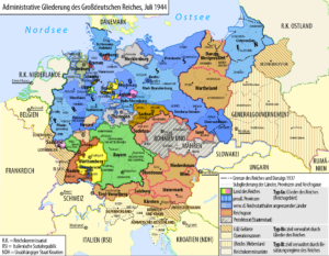 Carte de la division administrative du Grand Reich allemand.