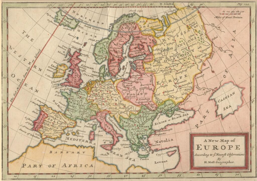 Carte de l'Europe 1721.