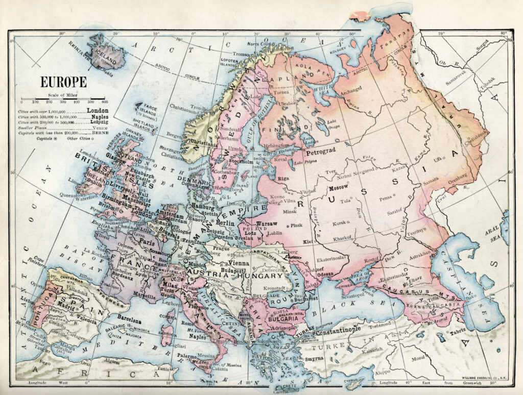 Carte politique de l'Europe en 1916