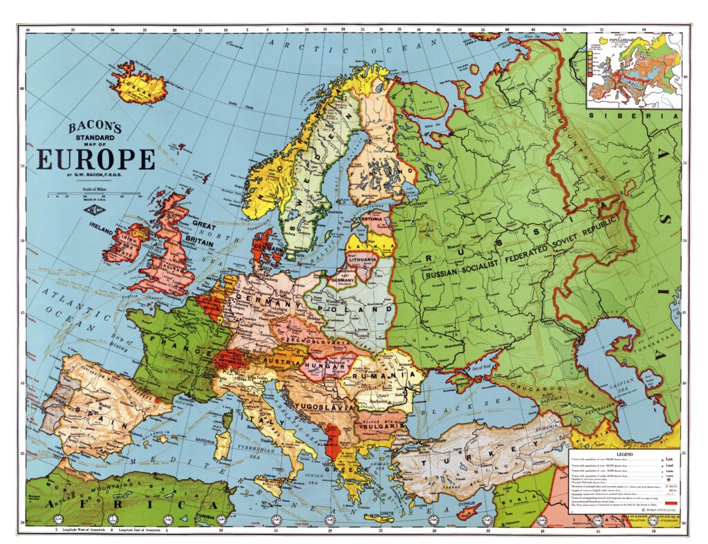 Carte de l'Europe de 1923.