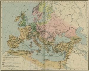Carte de l'expansion du christianisme en Europe 590-1300.
