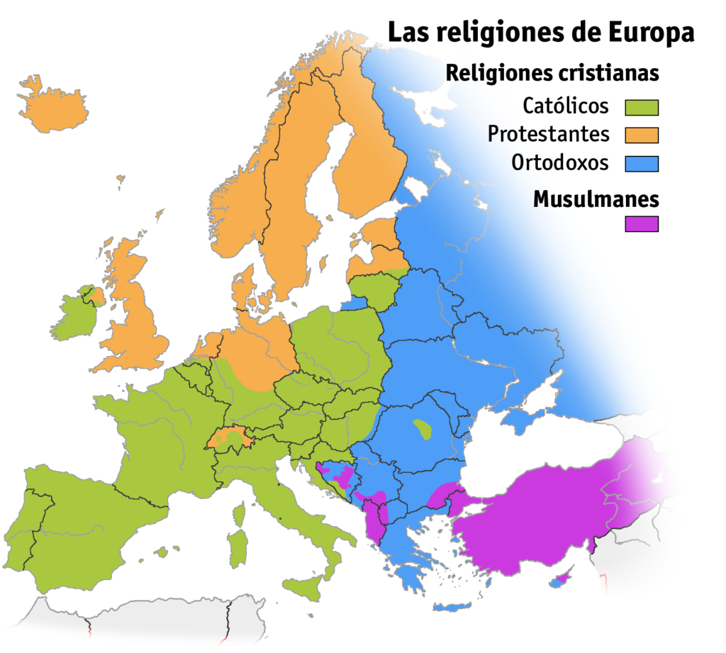 Carte des religions en Europe.