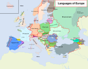 Carte de répartition des langues en Europe.