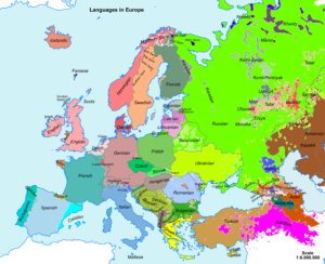 Carte simplifiée des langues d'Europe.