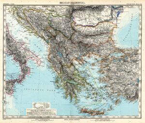 Carte physique des Balkans