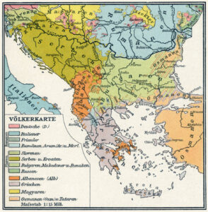 Carte des peuples des Balkans 1908.