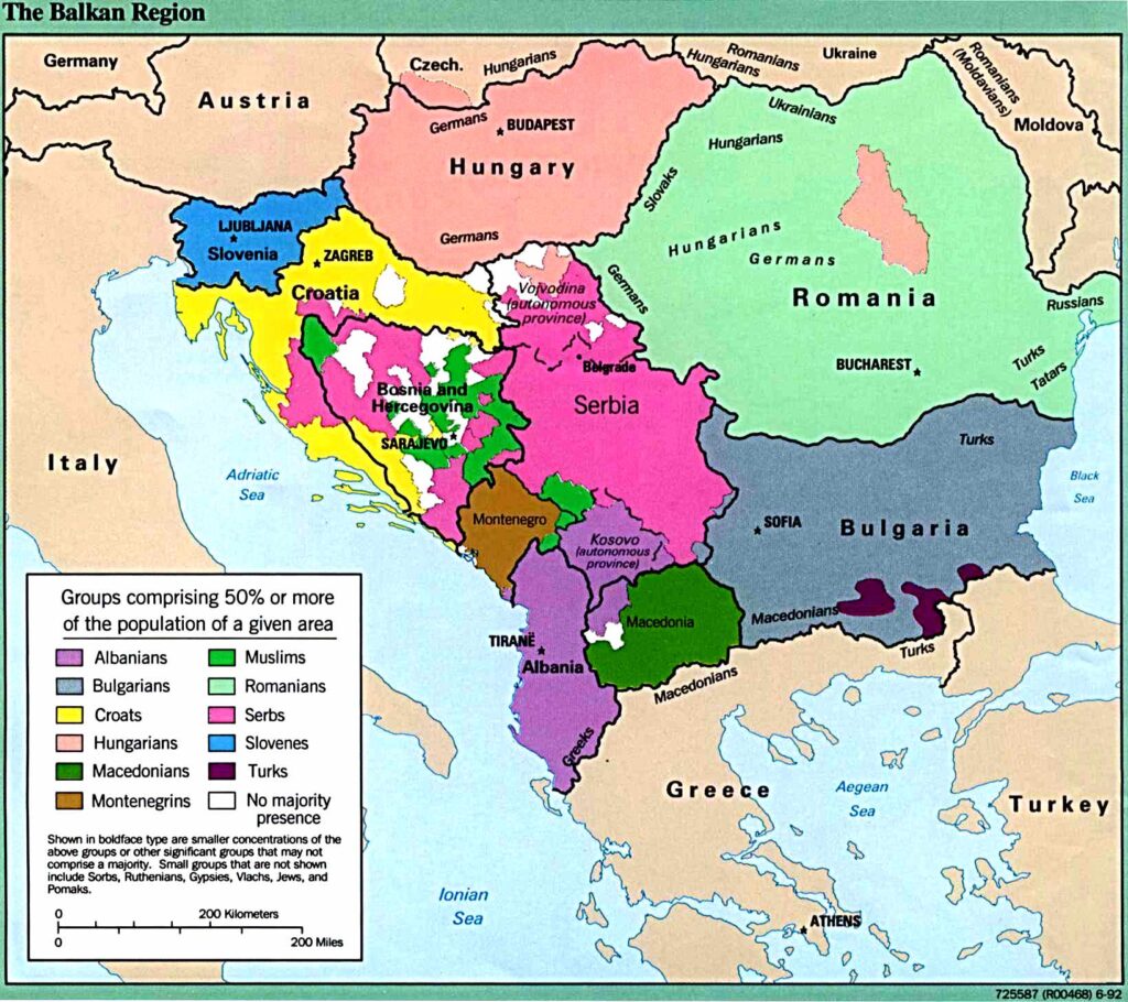 Carte ethnique des Balkans 1992.