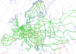 Carte du réseau de routes européennes