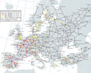 Carte ferroviaire à grande vitesse de l’Europe