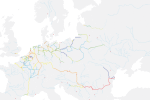Carte des fleuves et canaux navigables d'Europe.