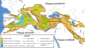 Carte tectonique de la Méditerranée.