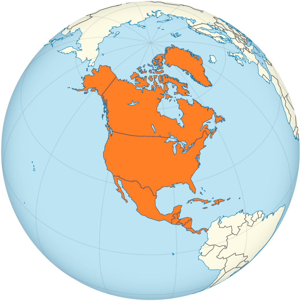 Carte de localisation de l’Amérique du Nord.
