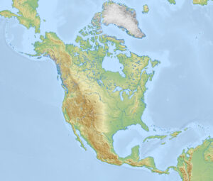 Carte physique vierge de l’Amérique du Nord.