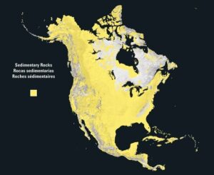 Carte des roches sédimentaires en Amérique du Nord.