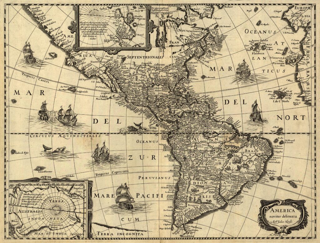 Carte de l'Amérique vers 1640.