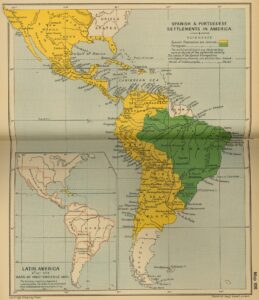 Établissements espagnols et portugais en Amérique, fin du XVIIIe siècle.