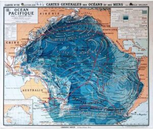 Carte de l'océan Pacifique en hiver dans l'hémisphère nord.