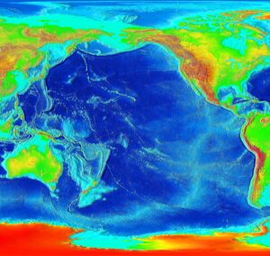 Carte du fond de l'océan Pacifique.