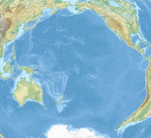 Carte physique de l'océan Pacifique.