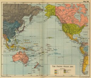 Carte politique de l'océan Pacifique en 1910.