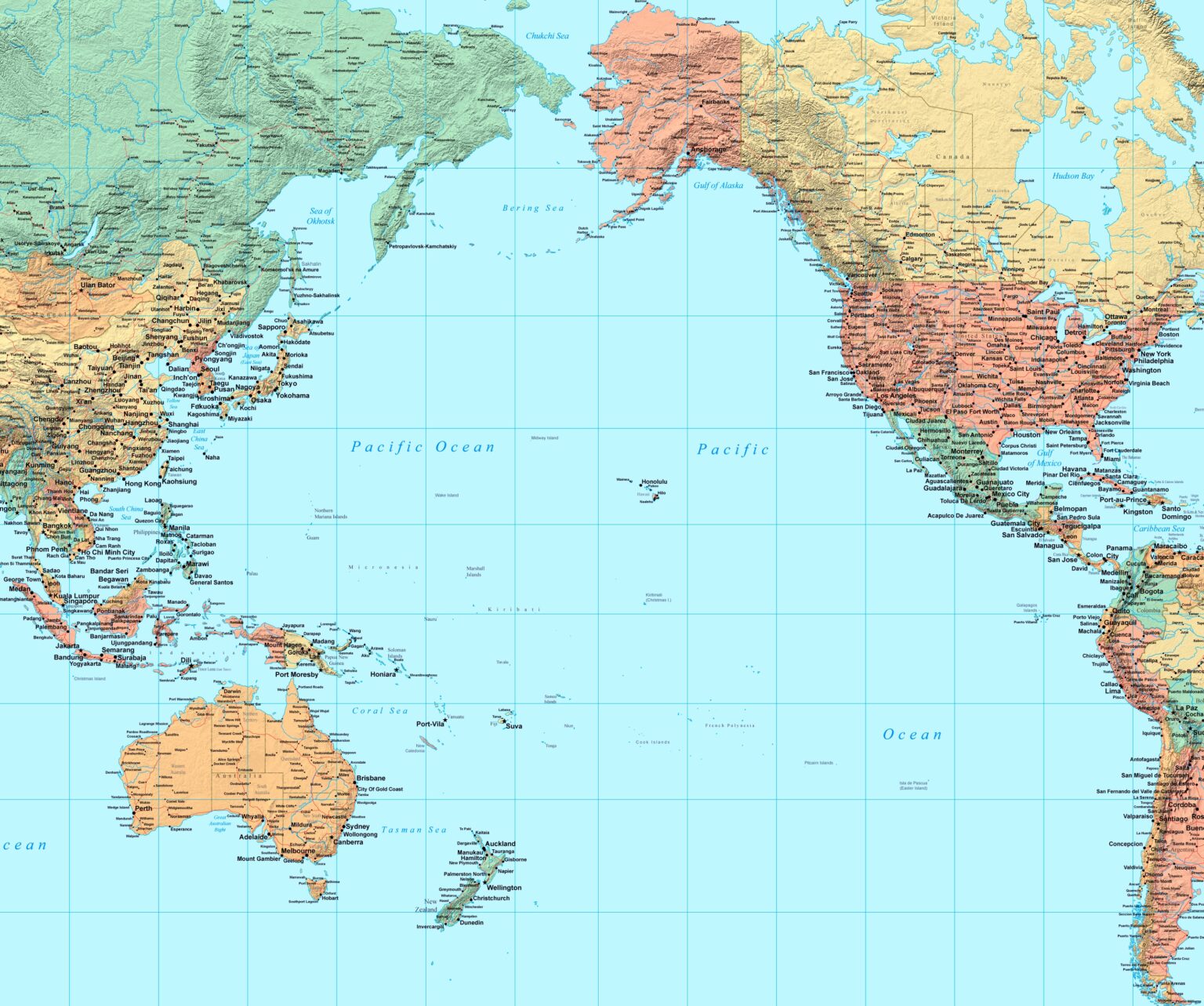 Carte de l'océan Pacifique