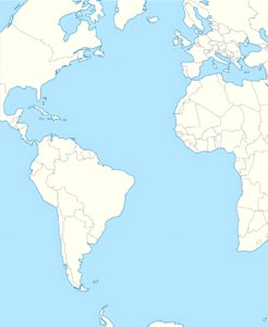 Carte vierge de l'océan Atlantique.