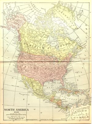 Carte de l’Amérique du Nord 1914