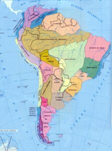 Carte des régions naturelles d'Amérique du Sud.