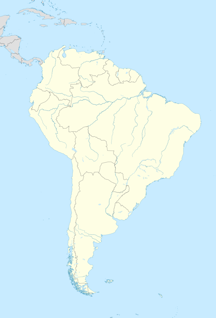 Carte vierge de l’Amérique du Sud.