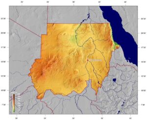 Carte physique du Soudan