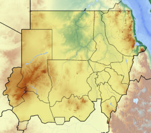 Carte physique vierge du Soudan.