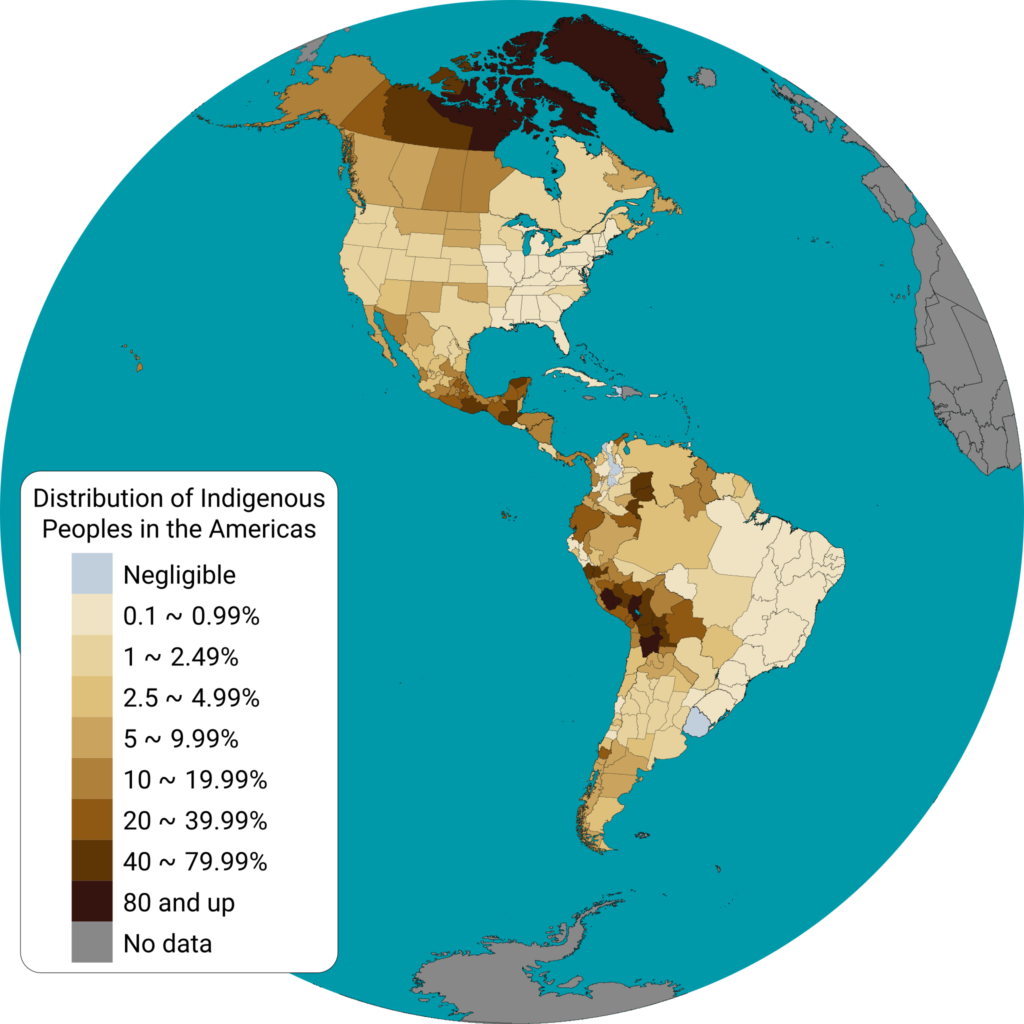 Carte des peuples autochtones en Amérique.