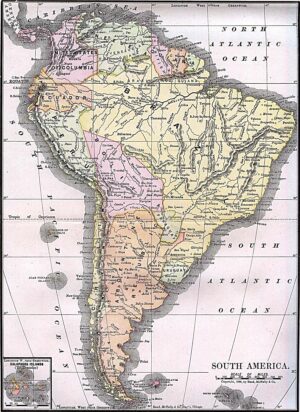 Carte de l’Amérique du Sud 1892
