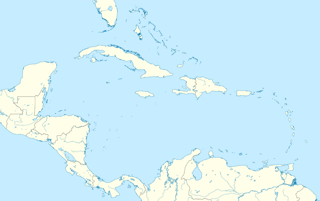 Carte vierge des Caraïbes.
