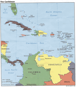Carte politique des Caraïbes