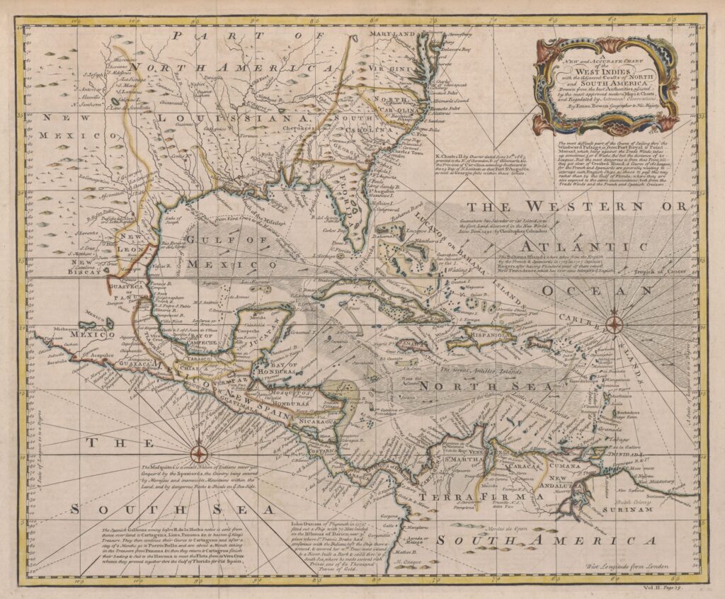 Carte des Caraïbes 1720.